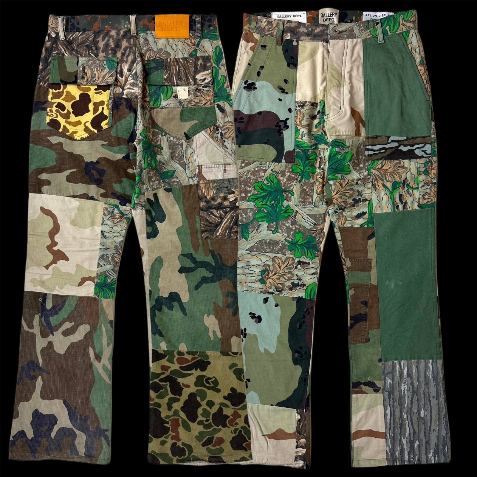 gallery dept fatigued pappy painter camo pants patchwork
