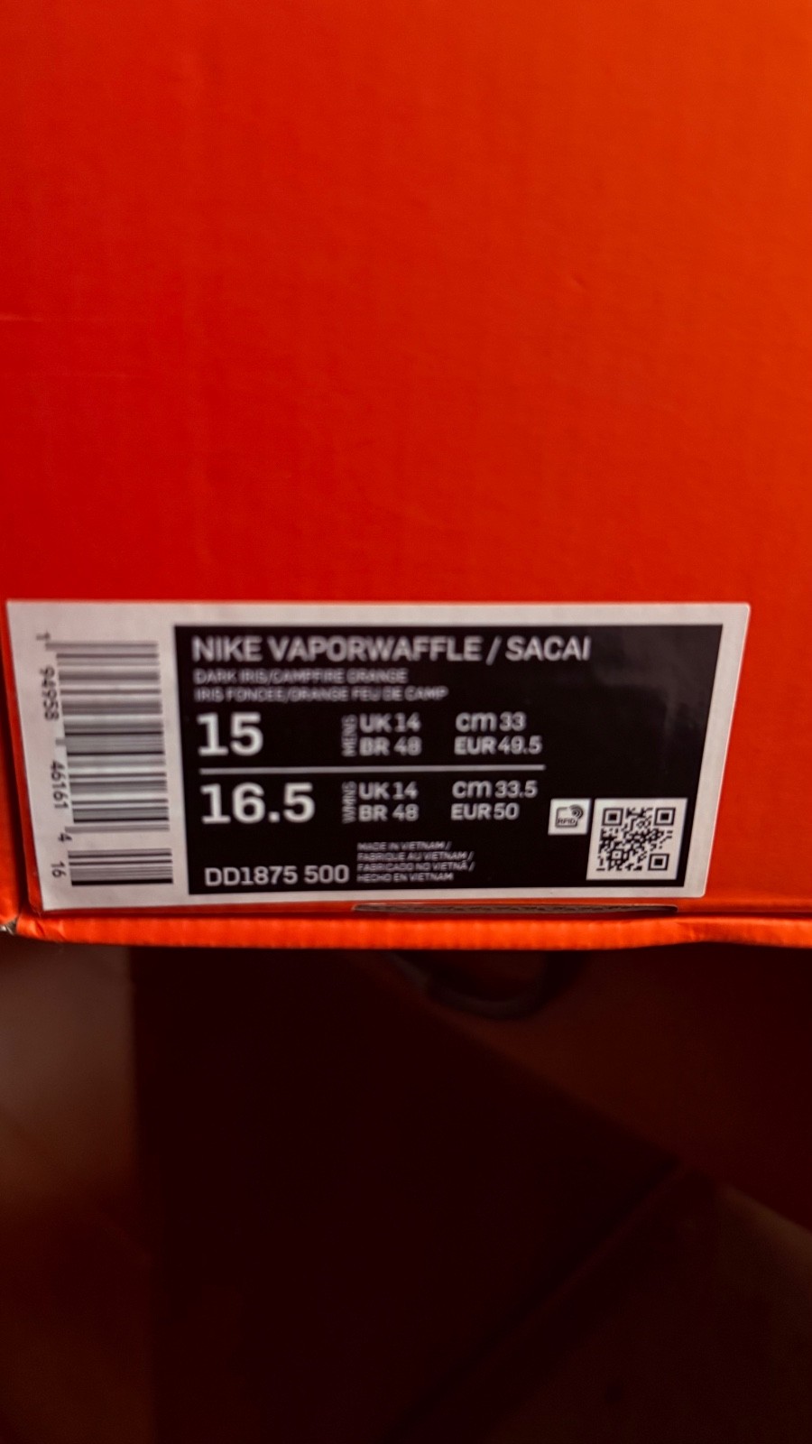 SACAI X NIKE Taglia 15 Nike sacai x VaporWaffle Dark Iris (come nuove)
