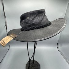 BARMAH Black Canvas Drover Airflow Hat Size Medium Australian Design NEW