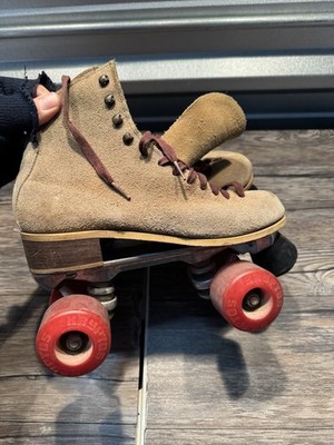 Vintage Riedell Sure Grip Super X Leather Suede Roller Skates | Sz 7