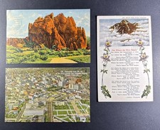 3 Vintage Linen Postcards Denver Colorado 1940s Mountains Poem Cityscape Sanborn