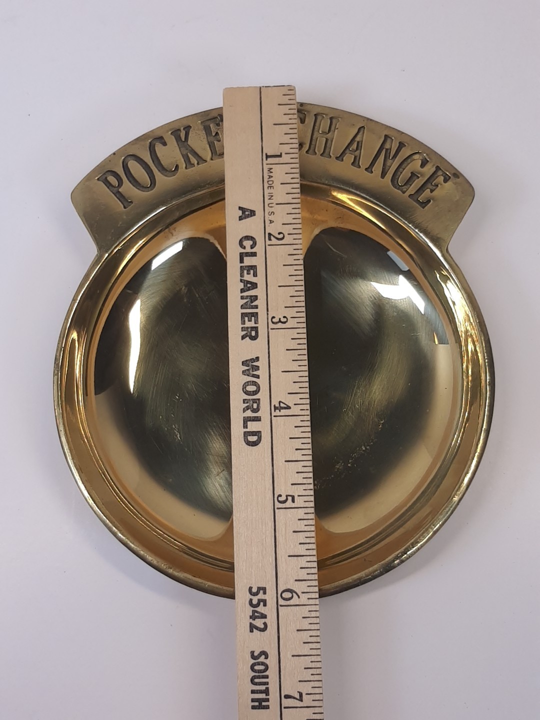 Vintage MCM Brass Pocket Change Dish Bowl Tray Jewelry Key Holder Coin Tray