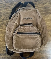 Vintage Y2K Jansport Beige Tan Corduroy Half Pint Mini Small Backpack Unisex