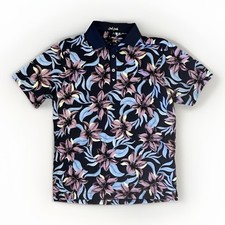 Bad Birdie Men  s Violet Core Polo, Blue Floral, Small, BBMP001-622, New