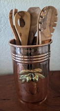 WILLIAMS SONOMA Ruffoni Utensilios de Madera de Olivo con Soporte para Utensilios-Juego de 6-NUEVO CON ETIQUETAS