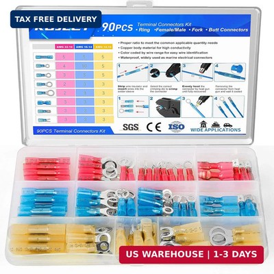 Kuject 90PCS Heat Shrink Wire Connectors, Multipurpose Waterproof Electrical Wir