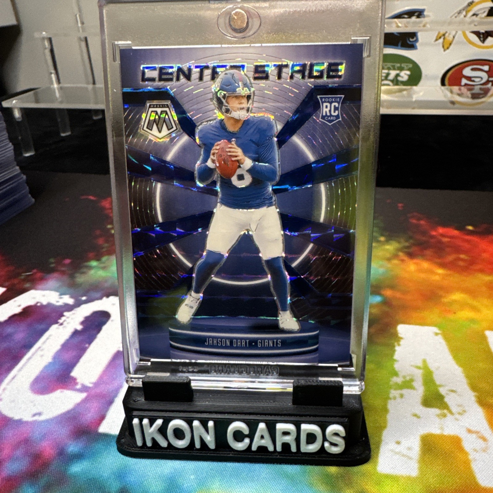 2025 Panini Mosaic Jaxson Dart Center Stage Blue 02/99