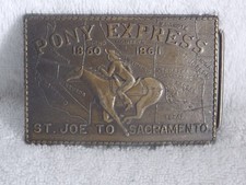 Vintage Pony Express 1860 - 1861 St Joe to Sacramento Belt Buckle