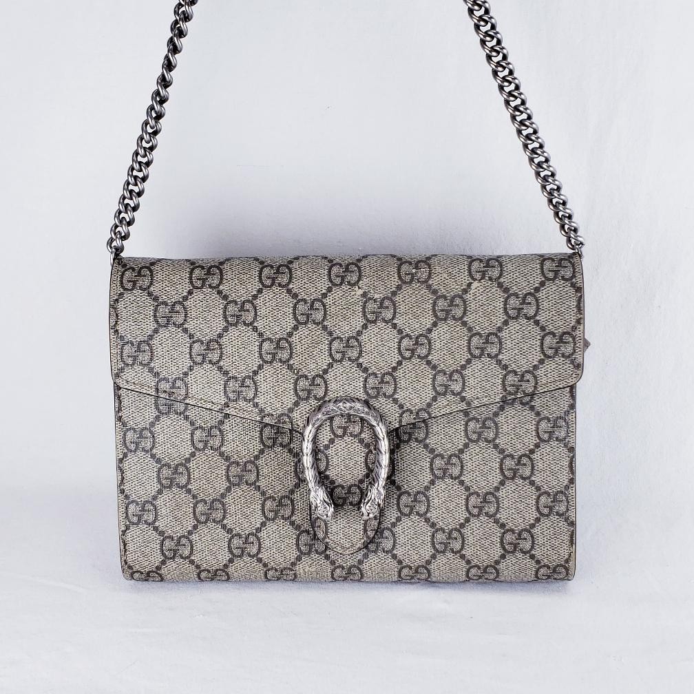 Gucci 401231 Dionysus wallet on chain GG Supreme Beige Shoulder