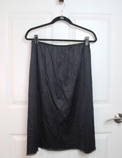 NEW VTG Vanity Fair Black Satin Slit Half Slip Skirt Slip Size Large Made in USA