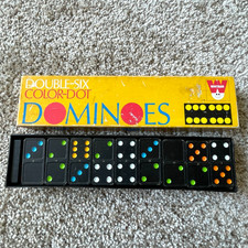 Vintage Whitman Double Six Color Dot Dominoes Complete In Original Box Japan