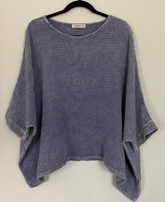 Jess & Jane Womens Asymmetrical Cotton Tunic Size L Purple Lagonlook Slouchy