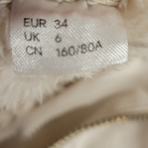 Divided H&M Cream Coat With Faux Fur Hood - Womens / Juniors Size 2 - Picture 10 of 14