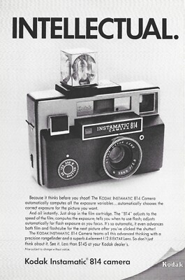 1969 Kodak Instamatic 814 Camera Vintage Color Print Ad Film Video ...