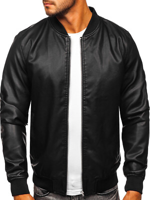 Kunstlederjacke Bikerjacke Sweatjacke Jacke Classic Casual Herren BOLF Unifarben