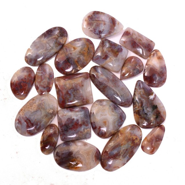 106.52 CT Natural Red Moss Agate (4-8 Pcs) Mix Shape Cabochon Gemstone
