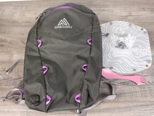 Gregory Lightweight Drawstring Backpack Day Bag Hike Camp Gray Purple W/ Extras