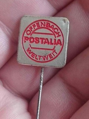OFFENBACH POSTALIA WELTWEIT  Germany - Silvered pin badge  Preissler  Pforzheim