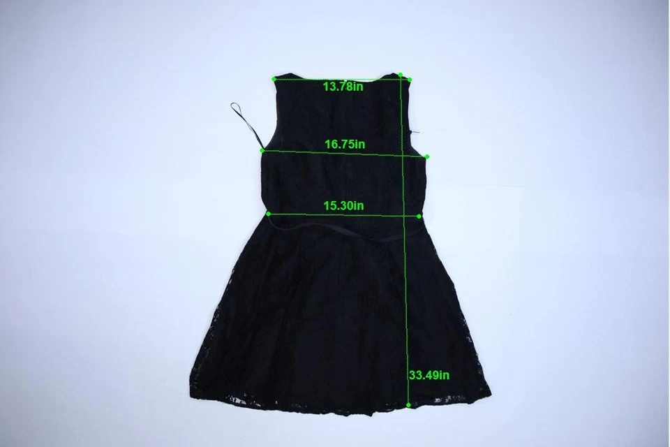 Vestido plisado sin mangas de encaje floral negro con cinturón LC Lauren Conrad para mujer 16 Foto 4 de 4