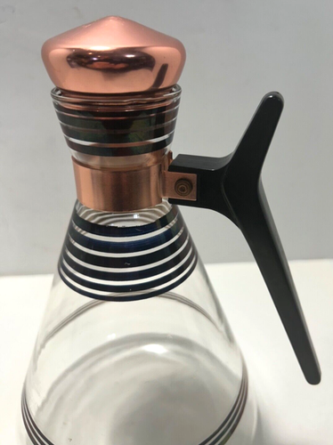 Vintage Pyrex Kaffee Karaffe Dekanter mit Kupfer Stopfen mit Korkeneinsatz Inland Glow - Bild 6 von 20