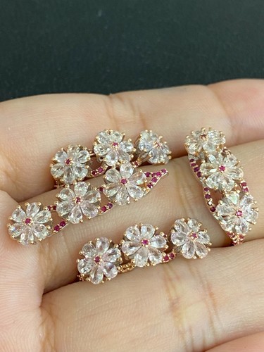NATURAL TOURMALINE RUBY DIAMOND CUT STERLING SILVER 925 RING EARRING PENDENTS - 第 3/14 張圖片
