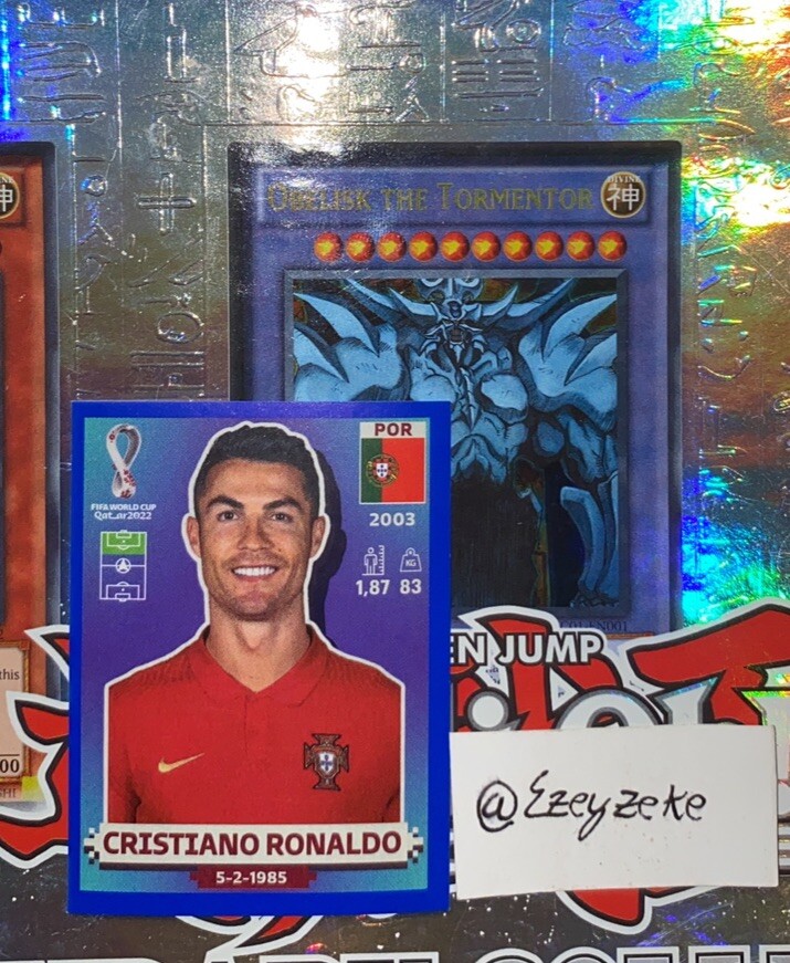 Panini 2022 FIFA World Cup Cristiano Ronaldo Portugal Sticker Blue POR18