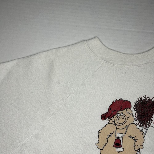 Vintage 80s Arkansas Razorbacks Raglan Sweatshirt Mens XL Hog Cartoon Art 1982 - Picture 7 of 9