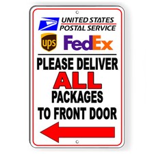 Deliveries To Front Door Arrow Left Metal Sign Or Decal 6 SIZES deliver SI035