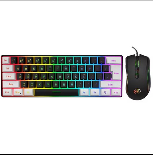 61keys Wired White Black Keyboard RGB Gaming Mouse Office Kit Backlight Keyboard - Picture 2 of 4