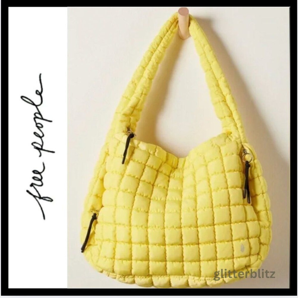 Free People Quilted Carryall Tote Bag 💛 Lemon Zest