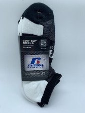 NEW 3 PAIR MENS RUSSEL ATHLETIC LOW CUT COTTON SOCKS SIZE 6-12 MADE IN USA