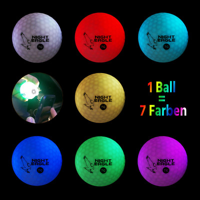 6 LED leuchtende Golfbälle Night Eagle 7 Color Bunt -  in 7 Farben Rot Gelb Weiß