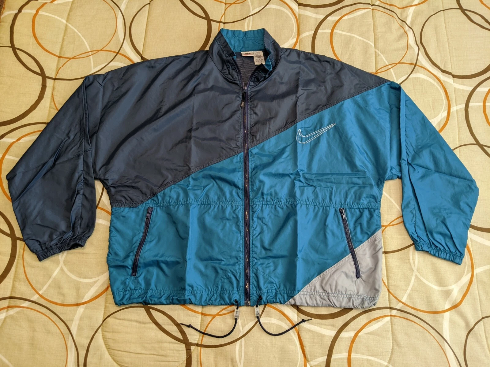 Unique Vintage 80s 90s Nike Blue Waterproof Windbreaker Coat Zipper Jacket XL