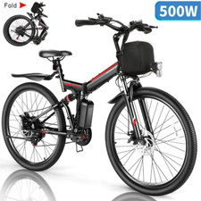 26'' Electric Bike 500W 48V Mountain Bicycle 21Speed Folding EBike w/Cruise Mode