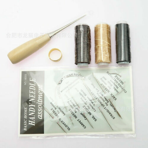 Awl Hand Leather Waxed Thread Stitching Needles Tool Kit for Repair Sewing Craft - Picture 6 of 34