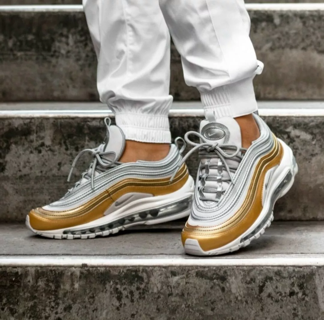 Nike Air Max 97 Metallic Gold Silver Leather Trainers Women Men UK 6 EU 40 91209927021 | eBay