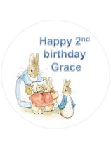 7.5 INCH ROUND MUM/KIDS PETER RABBIT/BEATRIX POTTER RICE PAPER CAKE TOPPER