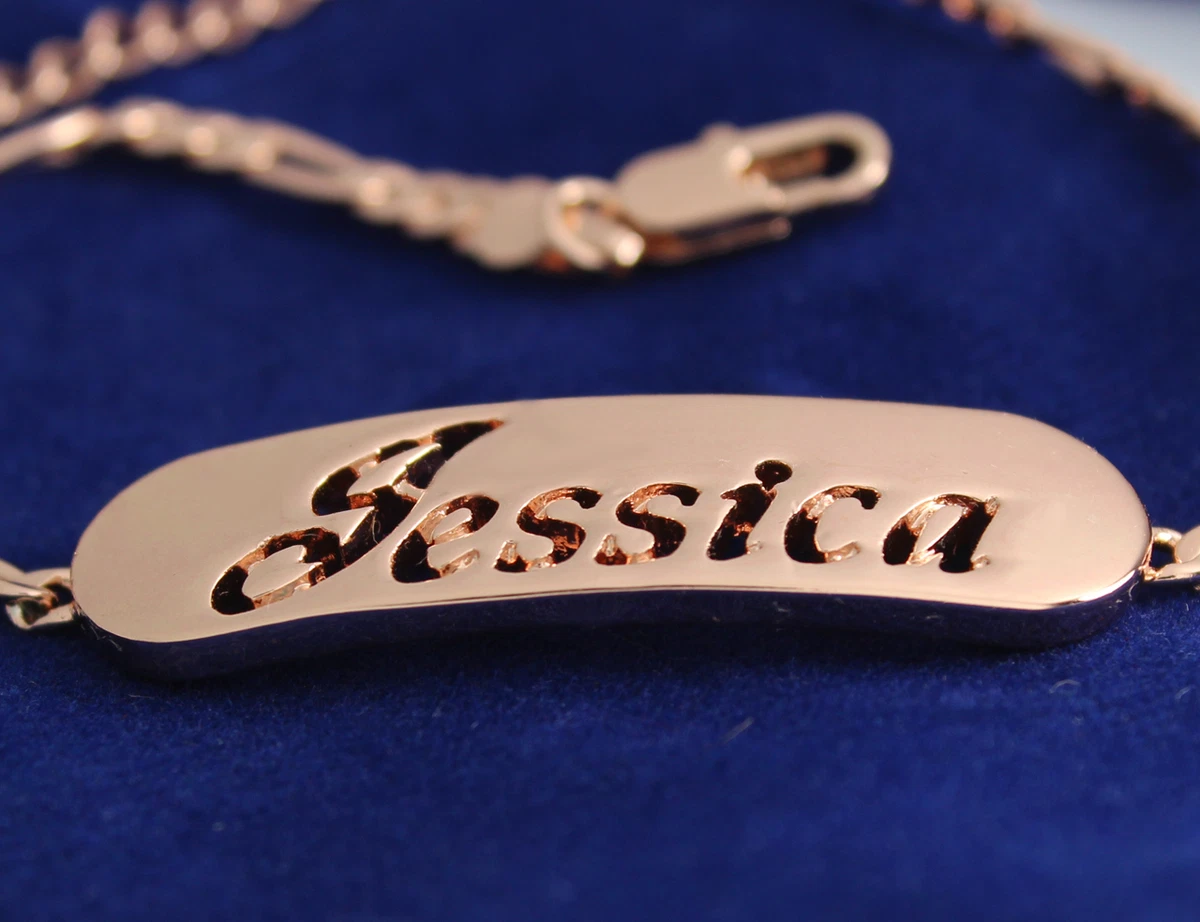 JESSICA Name Bracelet 18K Rose Gold Plated Custom Birthday