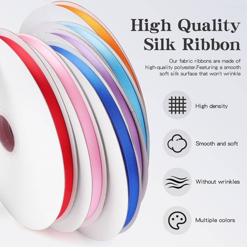1/4 Inch Light Yellow Satin Ribbon 100 Yards Craft Ribbon Double Sided Fabric... - Picture 7 of 8