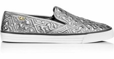 ZAPATILLAS DE SKATE TORY BURCH JESSE DE CUERO ACOLCHADO METÁLICO US 5 I LOVE SHOES