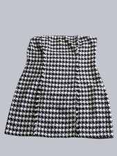 L'Academie The Beatrice Strapless Mini Dress Black White Houndstooth Sz XL Fall