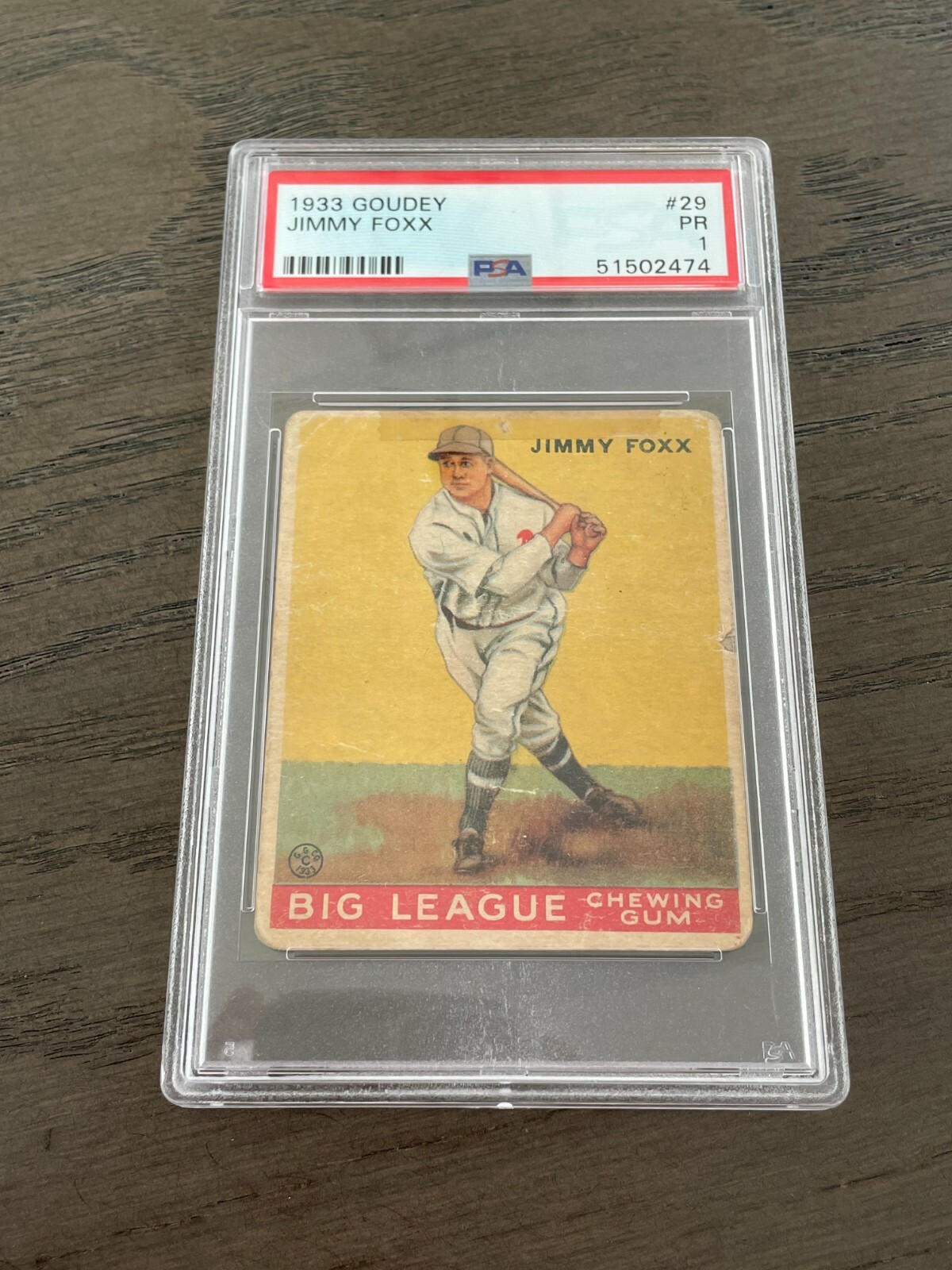 1933 Goudey Jimmy Foxx Rookie Card #29 PSA 1 Philadelphia Athletics HOF