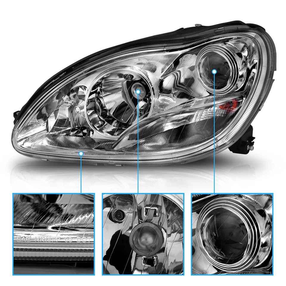2000-2006 Projector Chrome Headlights For Mercedes Benz S-Class W220 - Image 4 of 4