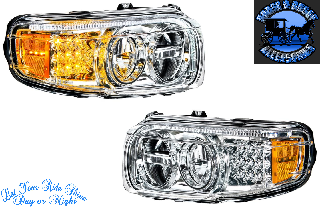 Peterbilt 389 Headlights 388 dot approved LED chrome pair Peterbilt 389 Headlights 388 dot approved LED chrome pair