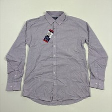 Chaps Mens Button Down Dress Shirt Stretch Red Plaid Medium 15-15.5 34/35