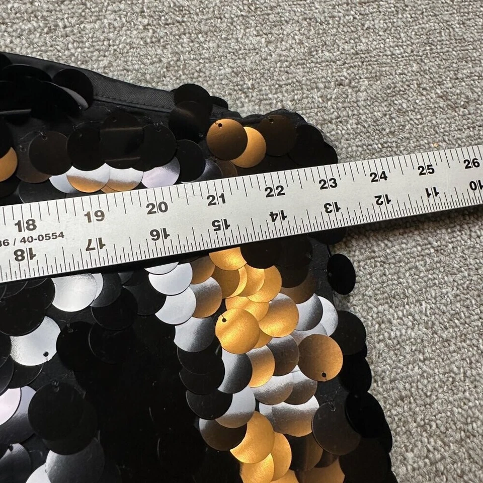 Mini Vestido Banana Republic Nuevo con Etiquetas Negro Lentejuelas Grandes Cuello Cuadrado Talla XX-Grande Foto 4 de 4
