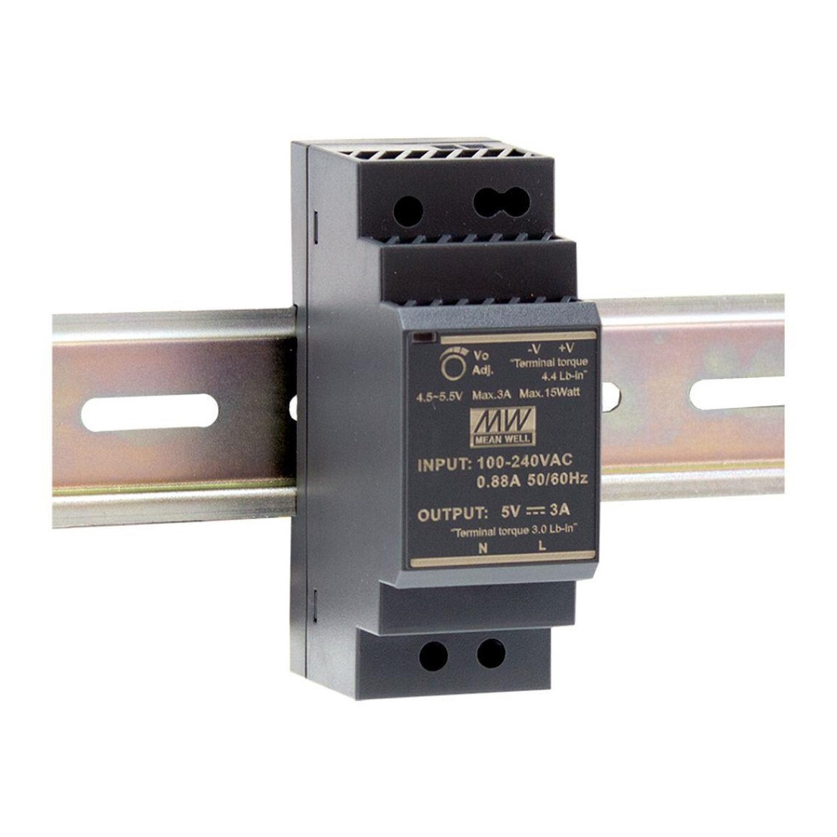 Mean Well HDR-30-5 Alimentatore DIN, 5 V DC, 3 A, 15 W