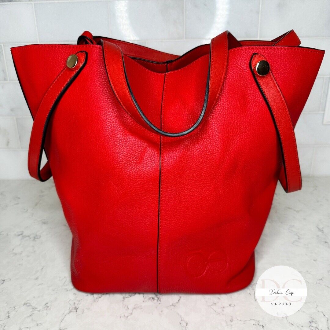ŌE Faux Leather Red Bucket Bag - image 2