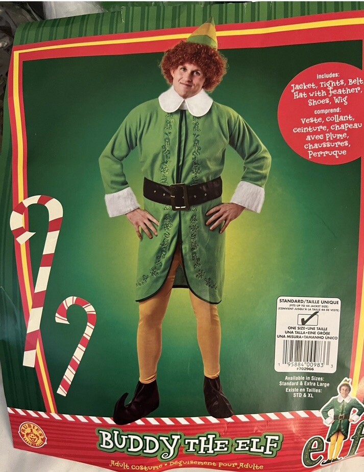 Buddy Elf Adult Costume Mens One Size Santa Rubies Christmas Wig
