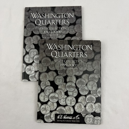 H.E. Harris Folders Washington State Quarters Vol 1 1999-2003 & Vol II 2004-2008